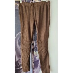 ALBERTO MAKALI Women's Brown‎ Sueded Moto Style Stretch Pull-On Leggings Size S